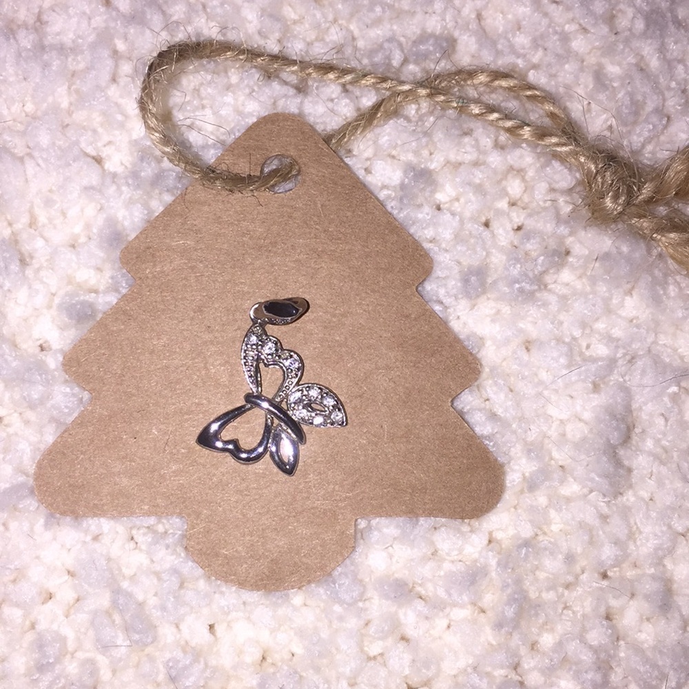 Sterling silver butterfly CHARM with clear stones